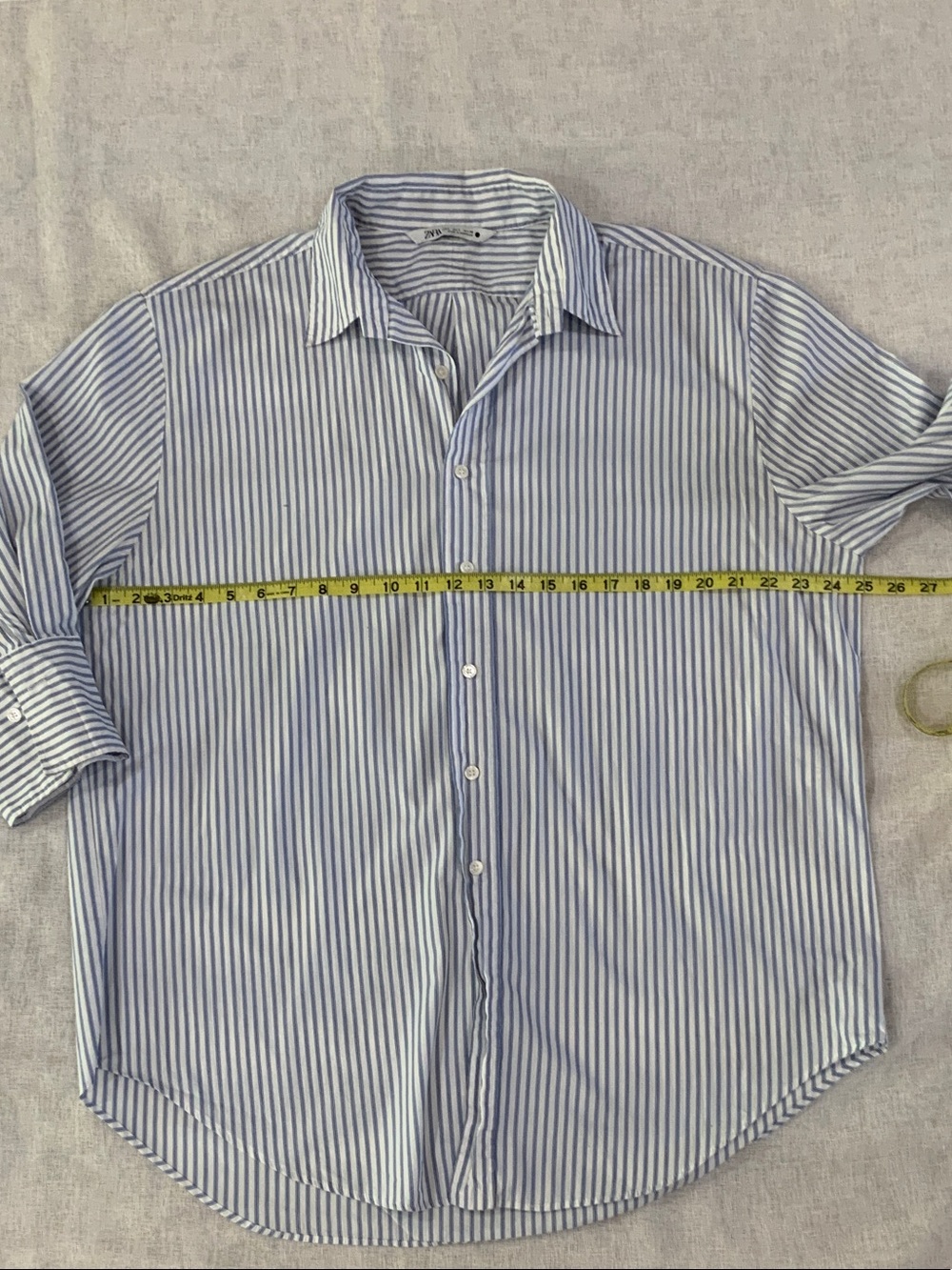 Zara Blue and White Striped Button-Down Shirt - Picture 2 of 8